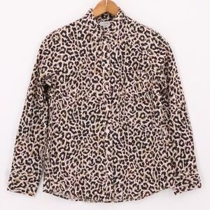 J Crew Leopard Print Button Shirt Womens Size S Animal Print Office Siren Career